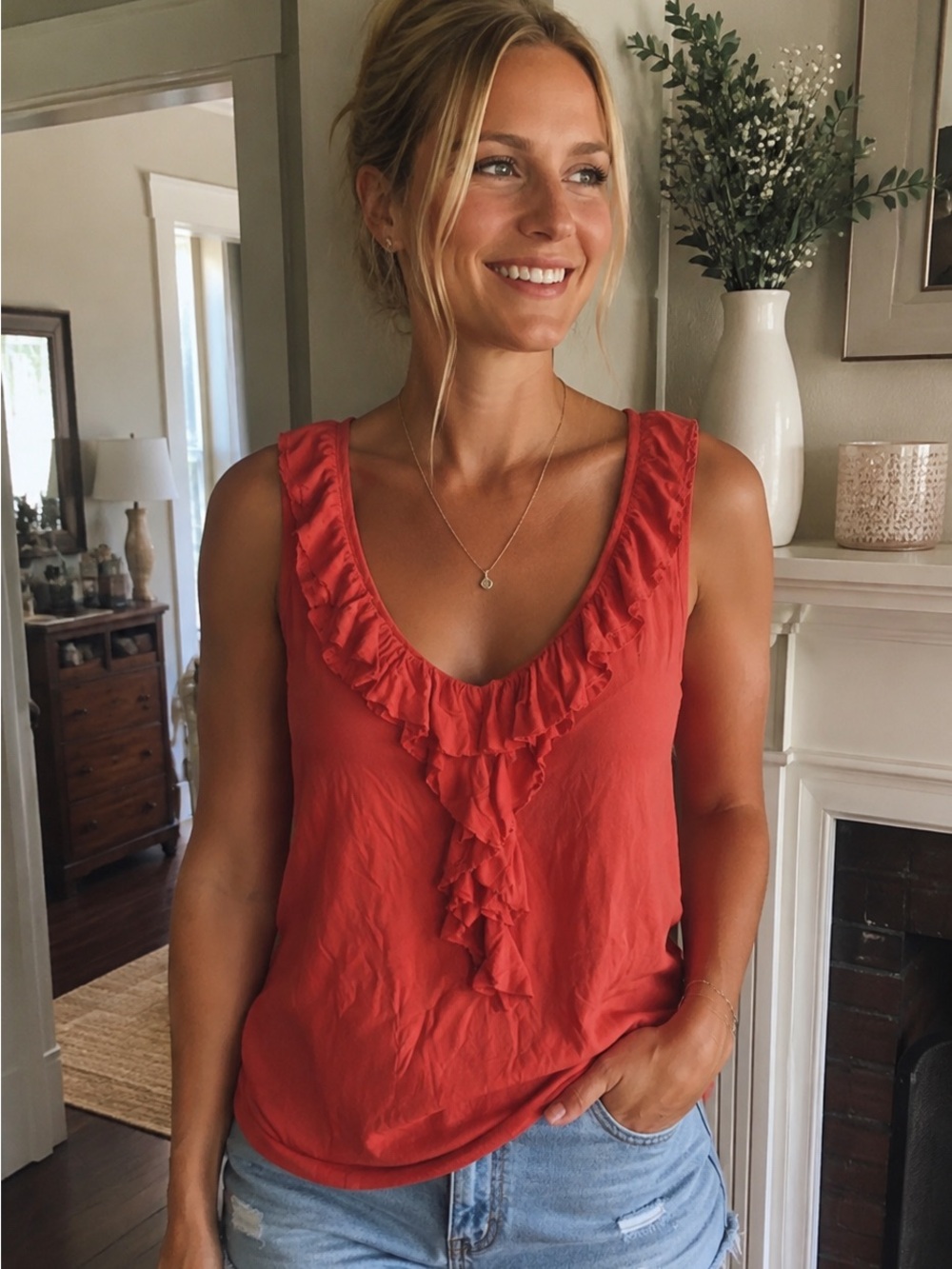Mossimo Pink Ruffle Tank